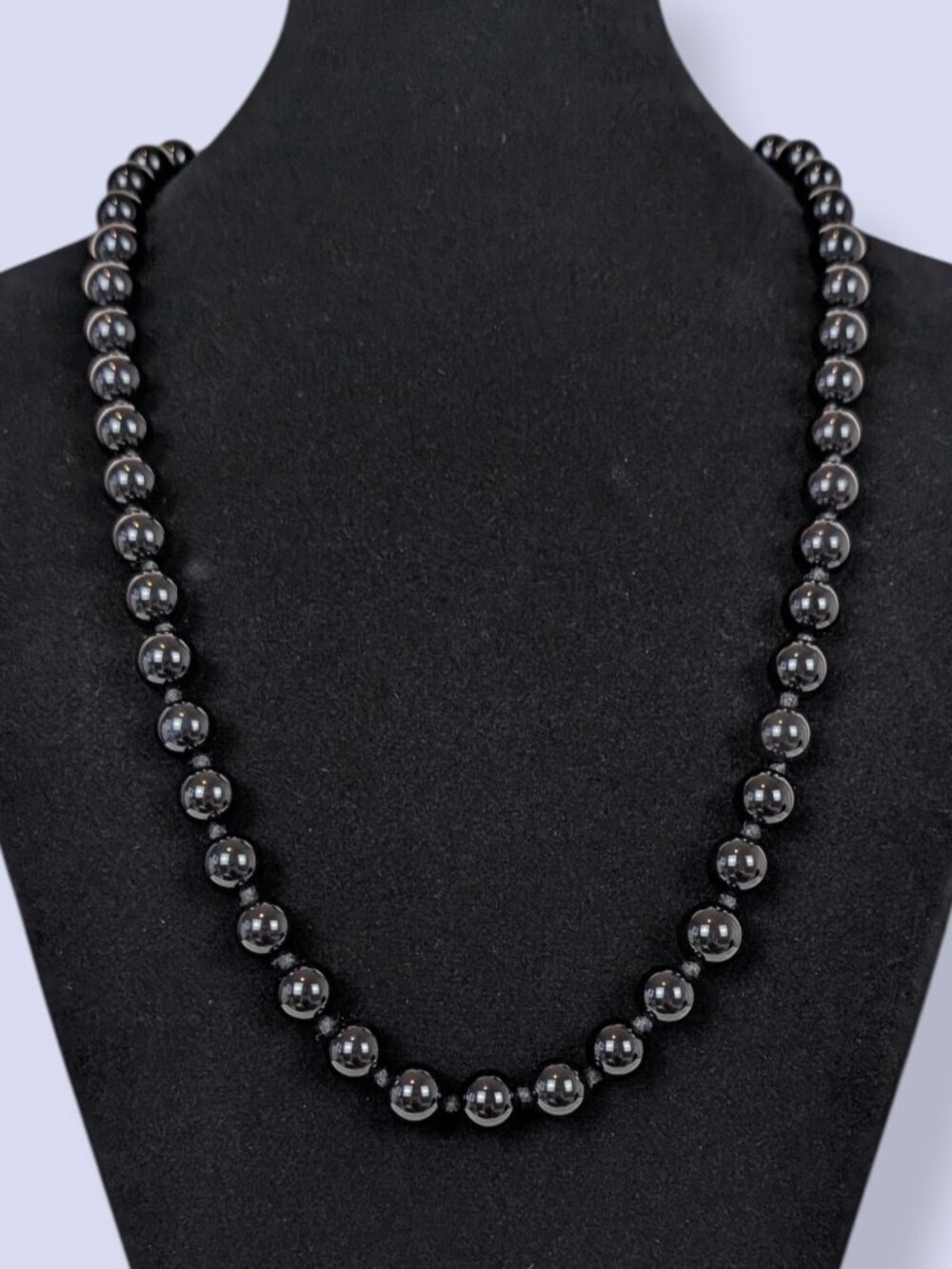 Vintage Black Glass Knotted Necklace